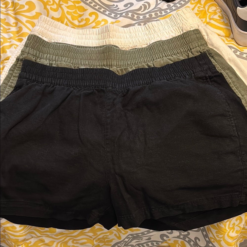 Women's White, Black and Green Shorts size large bundle 3 for $15